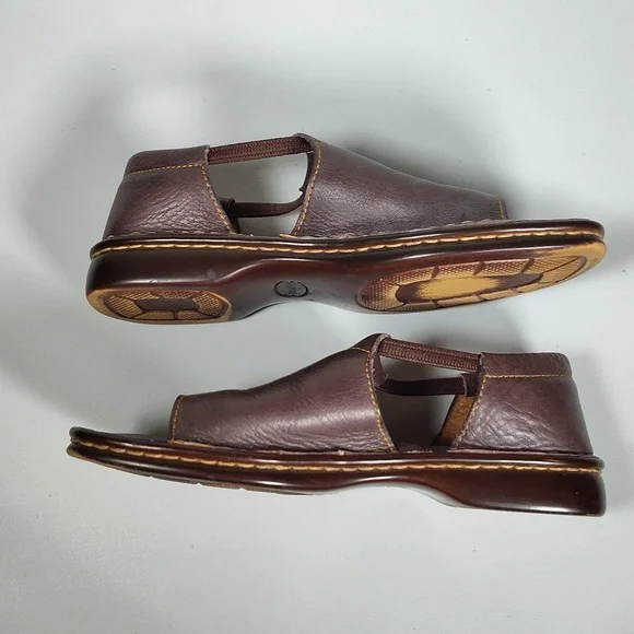 Born brown leather open toe open side sandal shoes 6.5 - Picture 9 of 12